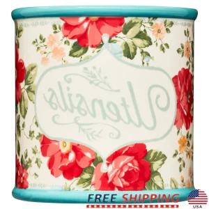 Vintage Floral Utensil Holder, Stoneware