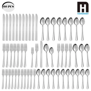HANSMART 60Pcs Stainless Steel Flatware Set For 12