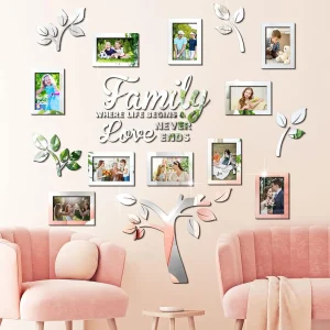 Family Photo Tree Wall Sticker Set Decal Acrylic 3D Wall Decor Art
