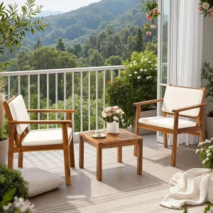 Patio Chairs 3 Piece Acacia Wood Patio Furniture