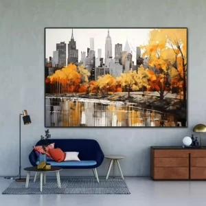 Thick Texture Handmade Canvas Art New York City Handpainted Oil Paintings Unframed