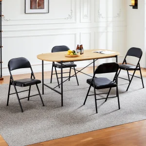 JHK Leather Padded Folding Chair 4 Pack Chairs