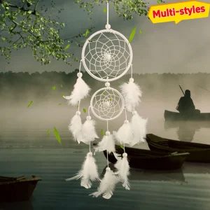 White Dream Catcher Pendant Hand-woven Wall Decor