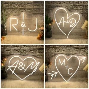 Custom Neon Sign Love Heart Shape Name Letters LED Neon Lights Sign Decoration