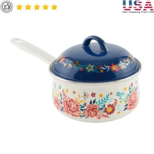 Floral Enamel-on-Steel Saucepan