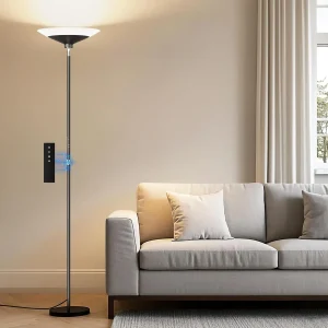 72" Tall LED Floor Lamp, 1800Lm Dimmable, 3000-6500K, Remote & Touch Control, Black
